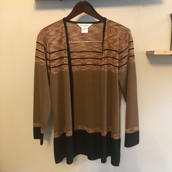 Exclusively Misook Striped Open Front Cardigan XS - Picture 6 of 13